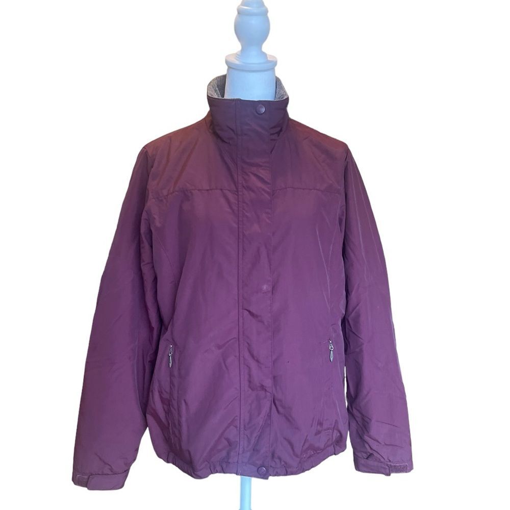 LL Bean Puffer Insulated Fleece Lined Burgundy Winter Coat Womens Size Medium